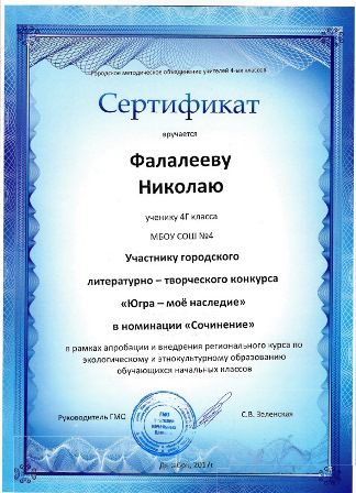 Сертификат Фалолеев